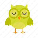 green, eye, close, flat, icon, owl, funny, element, bird
