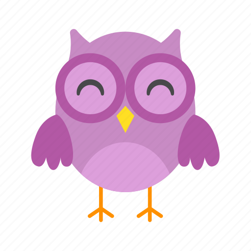 Purple, fun, smile, flat, icon, owl, funny icon - Download on Iconfinder