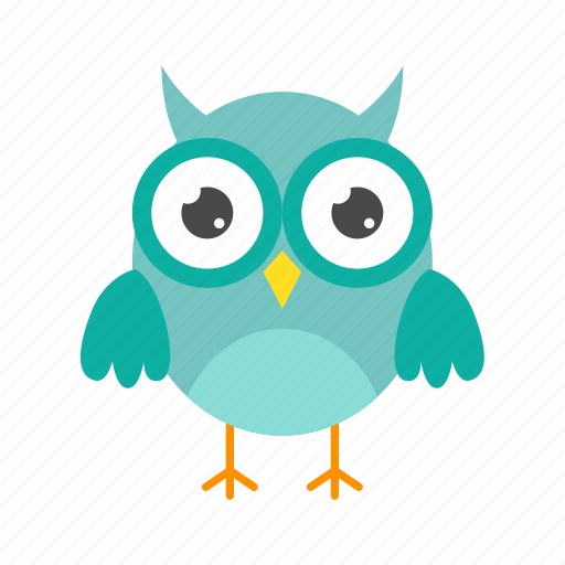 Flat, icon, owl, cute, blue, cartoon, night icon - Download on Iconfinder