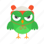 angry, green, evil, flat, icon, owl, funny, element, bird 