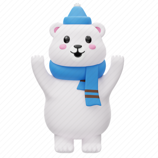 Cute, bear, polar bear, animal, christmas, winter, character 3D illustration - Download on Iconfinder