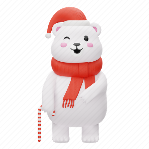 Cute, polar, bear, christmas, polar bear, animal, winter 3D illustration - Download on Iconfinder