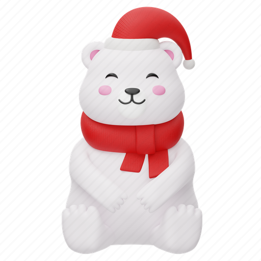 Happy, winter, bear, cute, polar bear, animal, christmas 3D illustration - Download on Iconfinder