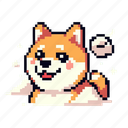 shiba inu, puppy, dog, pixel art, icon