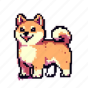 shiba inu, puppy, dog, pixel art, icon, cute