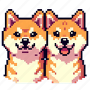 shiba inu, puppy, dog, pixel art, icon