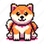 shiba inu, puppy, dog, pixel art, icon 