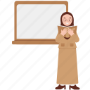 female, teacher, hijab, reading, classroom, presentation, teaching, education, school