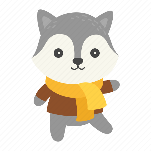 Animal, winter, avatar, cartoon, wolf, scarf, sweater icon - Download on Iconfinder