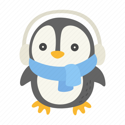 Animal, winter, avatar, cartoon, penguin, earmuffs, scarf icon - Download on Iconfinder