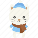 animal, winter, avatar, cartoon, cat, scarf, sweater, hat