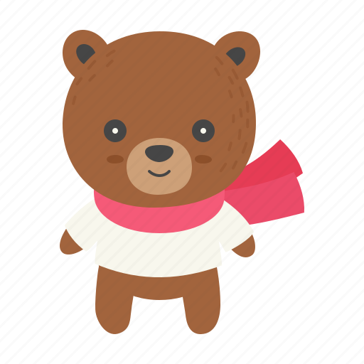 Animal, winter, avatar, cartoon, bear, scarf, sweater icon - Download on Iconfinder