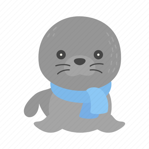 Animal, winter, avatar, cartoon, seal, scarf icon - Download on Iconfinder