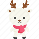 animal, winter, avatar, cartoon, reindeer, scarf