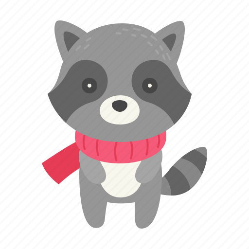 Animal, winter, avatar, cartoon, raccoon, scarf icon - Download on Iconfinder