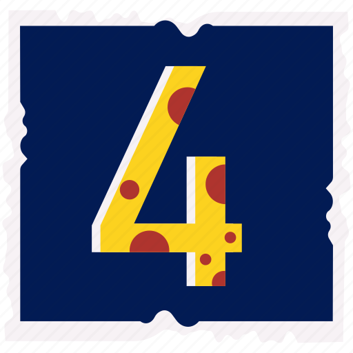 Cutout, letter, number, digit, education, card, fourth icon - Download on Iconfinder