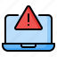 warning, alert, caution, error, malware, laptop, computer 