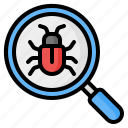search, magnifying glass, scan, virus, bug, malware, security