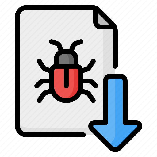 Download, file, document, virus, bug, malware, down arrow icon - Download on Iconfinder