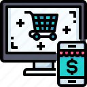 shopping, smartphone, cart, online, computer, shop 