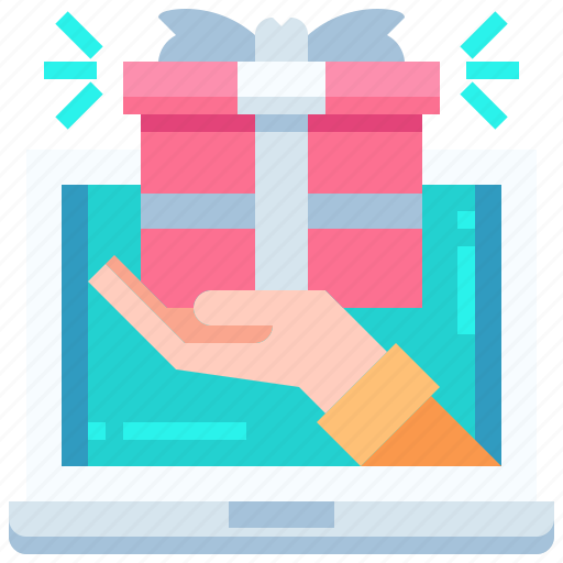 Gift, shopping, box, gifts, hand, laptop, online icon - Download on Iconfinder