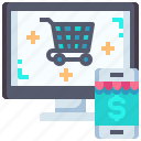 shopping, smartphone, cart, online, computer, shop