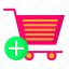 basket, cart, shopping, trolley, add 
