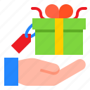 gift, box, hand, giving, present, delivery