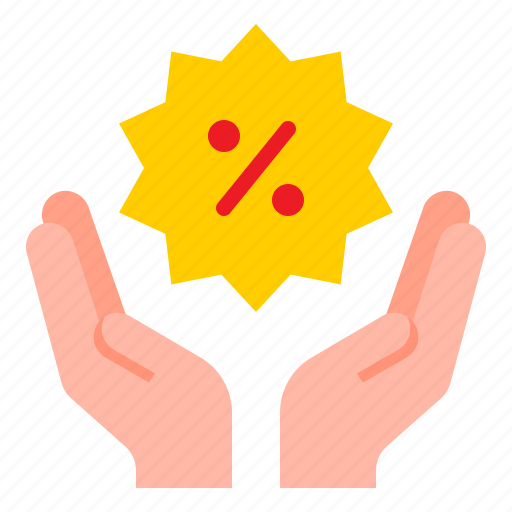 Hand, badge, percent, tag, discount, sale icon - Download on Iconfinder