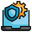 setting, protect, shield, cyber, gear, protection, security icon 