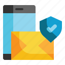 mail, message, protect, cyber, envelope, security icon