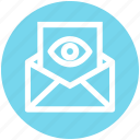 envelope, eye, letter, open, page, view