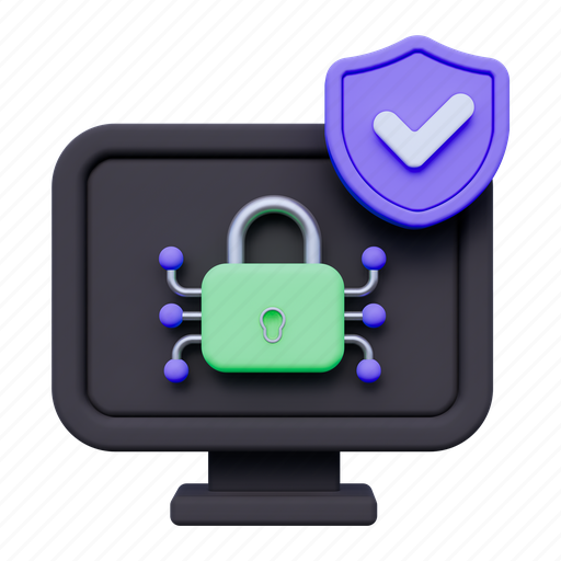 Secure computer, secure, computer, pc, shield, safe, protection 3D illustration - Download on Iconfinder