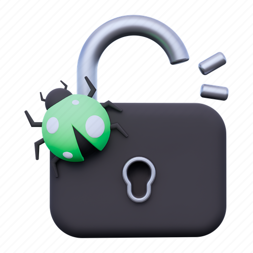 Open padlock, padlock, virus, unlock, bug, disease, password 3D illustration - Download on Iconfinder