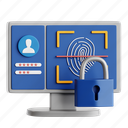 biometric, security, biometric security, cyber security, cyber, 3d icon, 3d illustration, 3d render