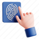 fingerprint, cyber security, cyber, security, 3d icon, 3d illustration, 3d render