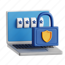 password, protection, password security, cyber security, cyber, security, 3d icon, 3d illustration, 3d render