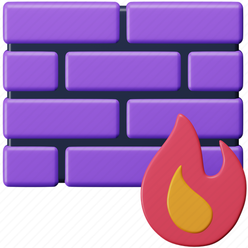 Firewall, cyber, security, protection, wall, safety, fire 3D illustration - Download on Iconfinder