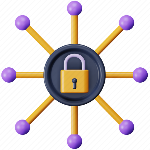 Network, security, cyber, sharing, protection, locked 3D illustration - Download on Iconfinder