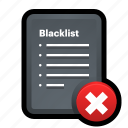 blacklisting, black list, ban, restricted