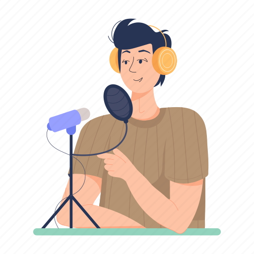 Podcast show, podcast host, podcasting, male podcaster, podcast broadcasting icon - Download on Iconfinder