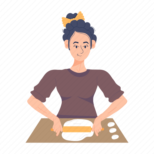 Making dough, kneading dough, female kneading, girl chef, dough rolling icon - Download on Iconfinder