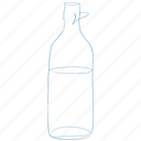 water bottle, water, bottle, drink, mineral water, beverage, refreshment, liquid, line art