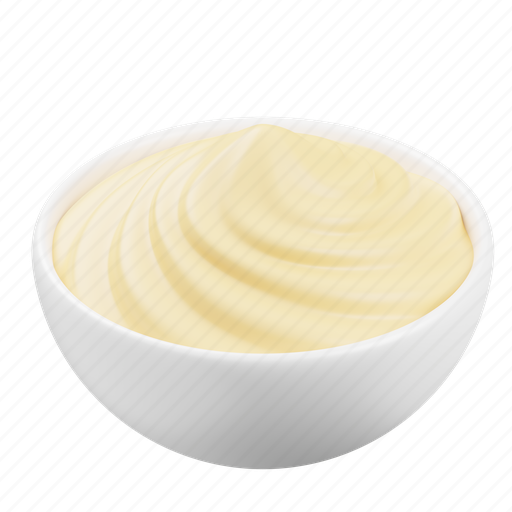 Cream, bowl, dessert, sweet, dairy, milk 3D illustration - Download on Iconfinder
