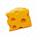cheese, food, dairy, 3d icon 