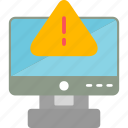 error, attention, computer, monitor, warning, icon