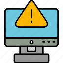 error, attention, computer, monitor, warning, icon