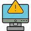 error, attention, computer, monitor, warning, icon 
