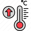 high, temperature, hot, summer, sun, termometer, weather, icon