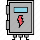 high, voltage, box, construction, hand, silhouette, technology, icon